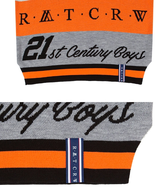ロマンティッククラウン(ROMANTIC CROWN) RACING COLOR BLOCK KNIT_BLACK