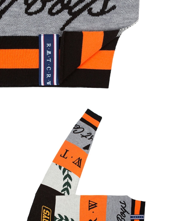 ロマンティッククラウン(ROMANTIC CROWN) RACING COLOR BLOCK KNIT_BLACK