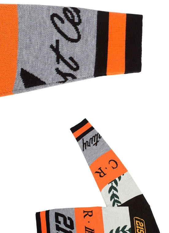 ロマンティッククラウン(ROMANTIC CROWN) RACING COLOR BLOCK KNIT_BLACK
