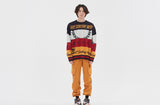 ロマンティッククラウン(ROMANTIC CROWN) RACING COLOR BLOCK KNIT_NAVY