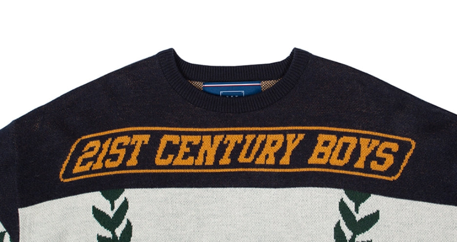 ロマンティッククラウン(ROMANTIC CROWN) RACING COLOR BLOCK KNIT_NAVY