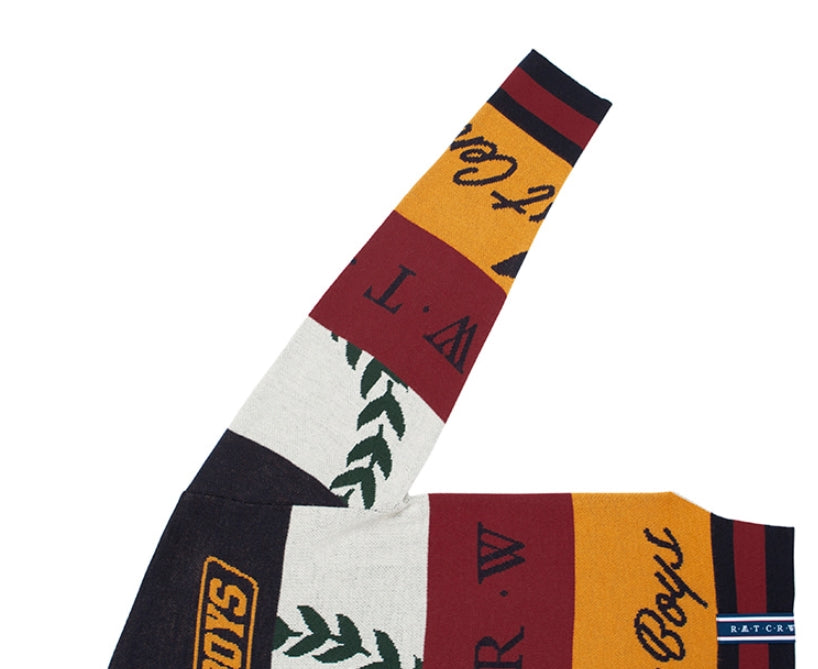 ロマンティッククラウン(ROMANTIC CROWN) RACING COLOR BLOCK KNIT_NAVY