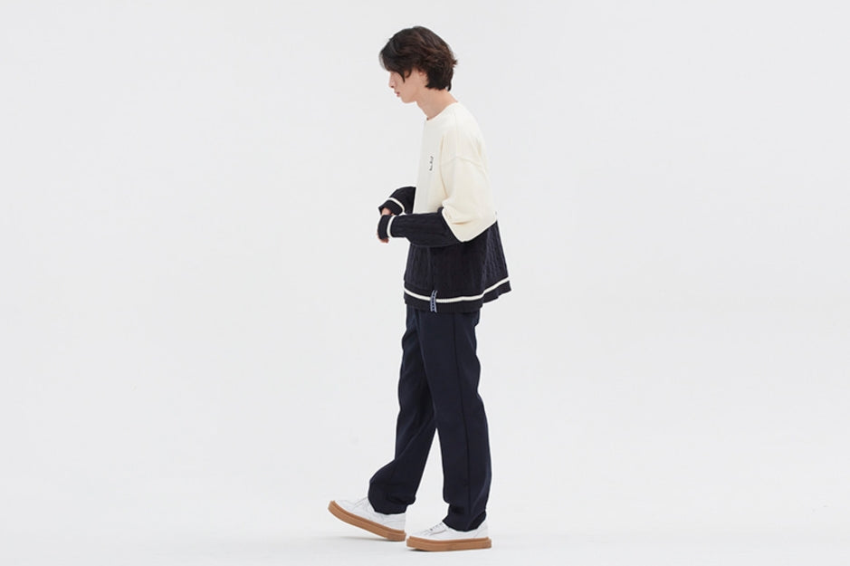 ロマンティッククラウン(ROMANTIC CROWN) MIX FABRIC SWEATSHIRT_OATMEAL