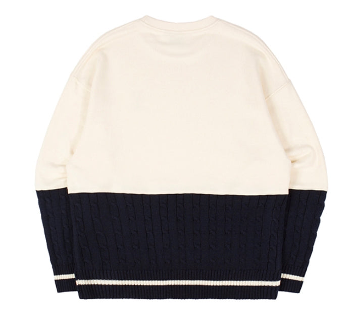 ロマンティッククラウン(ROMANTIC CROWN) MIX FABRIC SWEATSHIRT_OATMEAL