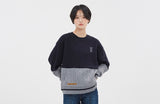ロマンティッククラウン(ROMANTIC CROWN) MIX FABRIC SWEATSHIRT_NAVY
