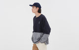 ロマンティッククラウン(ROMANTIC CROWN) MIX FABRIC SWEATSHIRT_NAVY