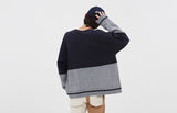 ロマンティッククラウン(ROMANTIC CROWN) MIX FABRIC SWEATSHIRT_NAVY