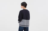 ロマンティッククラウン(ROMANTIC CROWN) MIX FABRIC SWEATSHIRT_NAVY
