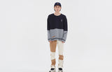 ロマンティッククラウン(ROMANTIC CROWN) MIX FABRIC SWEATSHIRT_NAVY