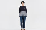 ロマンティッククラウン(ROMANTIC CROWN) MIX FABRIC SWEATSHIRT_NAVY