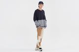 ロマンティッククラウン(ROMANTIC CROWN) MIX FABRIC SWEATSHIRT_NAVY