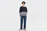 ロマンティッククラウン(ROMANTIC CROWN) MIX FABRIC SWEATSHIRT_NAVY