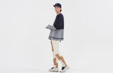 ロマンティッククラウン(ROMANTIC CROWN) MIX FABRIC SWEATSHIRT_NAVY