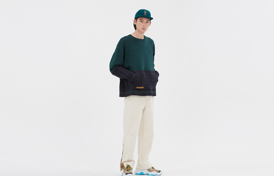 ロマンティッククラウン(ROMANTIC CROWN) MIX FABRIC SWEATSHIRT_GREEN