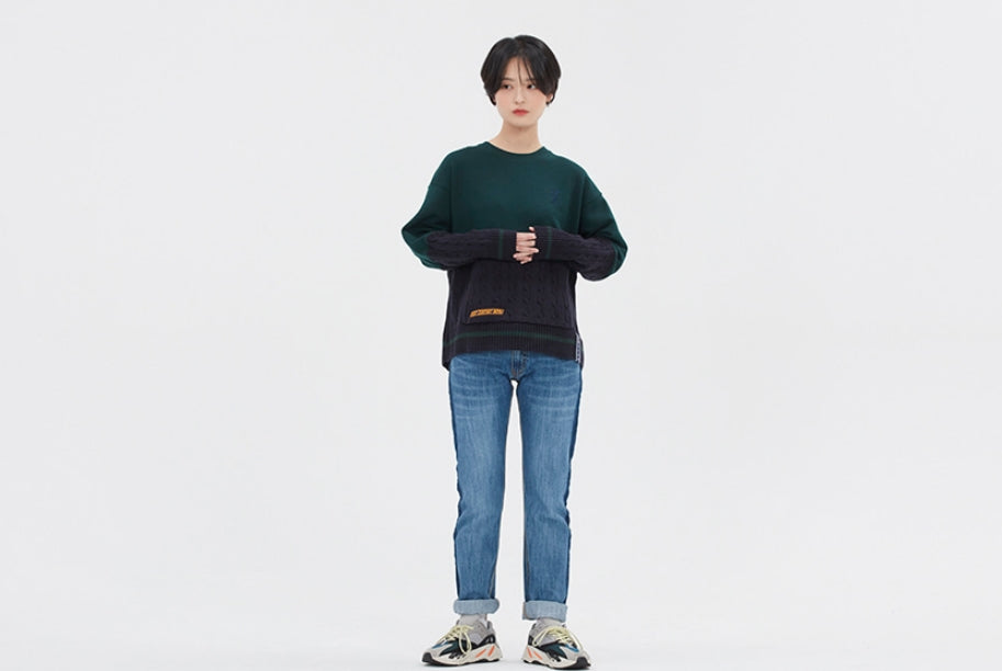 ロマンティッククラウン(ROMANTIC CROWN) MIX FABRIC SWEATSHIRT_GREEN