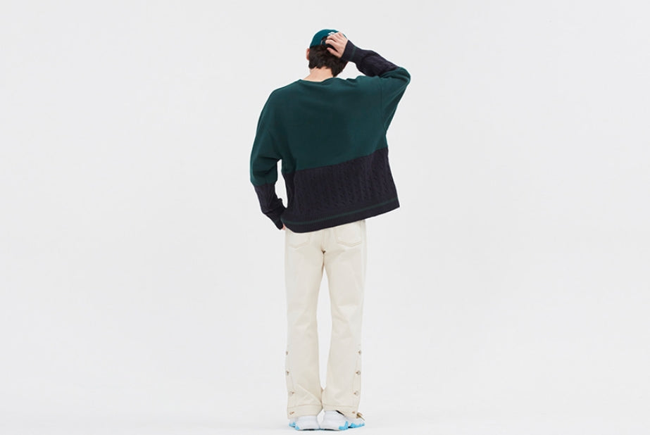 ロマンティッククラウン(ROMANTIC CROWN) MIX FABRIC SWEATSHIRT_GREEN