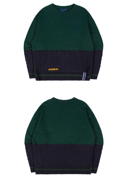 ロマンティッククラウン(ROMANTIC CROWN) MIX FABRIC SWEATSHIRT_GREEN