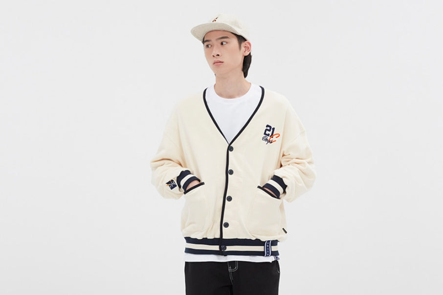 ロマンティッククラウン(ROMANTIC CROWN)  CLASSIC LOGO COTTON CARDIGAN_OATMEAL