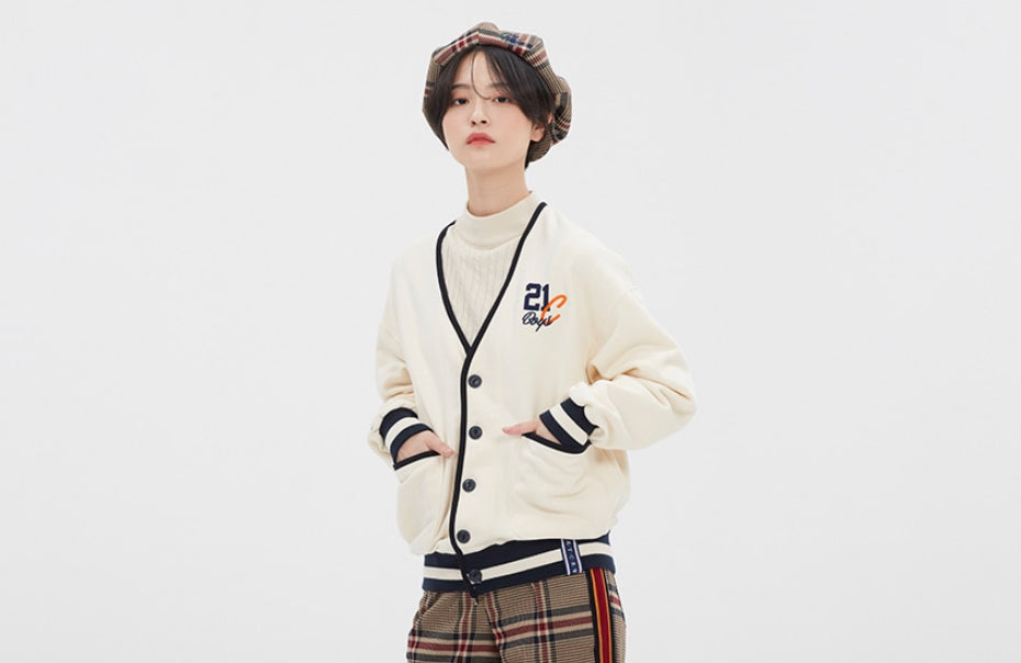 ロマンティッククラウン(ROMANTIC CROWN)  CLASSIC LOGO COTTON CARDIGAN_OATMEAL