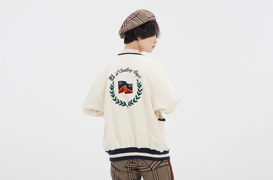 ロマンティッククラウン(ROMANTIC CROWN)  CLASSIC LOGO COTTON CARDIGAN_OATMEAL