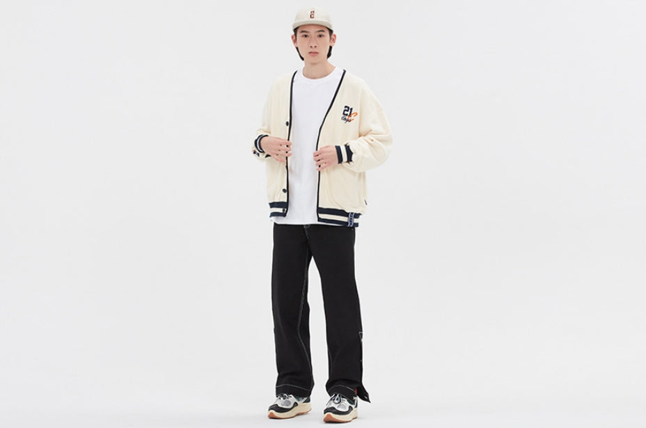 ロマンティッククラウン(ROMANTIC CROWN)  CLASSIC LOGO COTTON CARDIGAN_OATMEAL