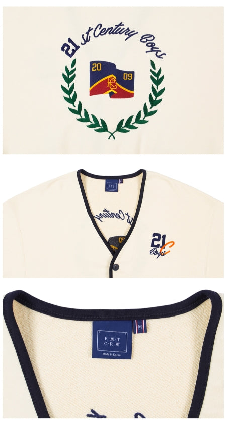 ロマンティッククラウン(ROMANTIC CROWN)  CLASSIC LOGO COTTON CARDIGAN_OATMEAL