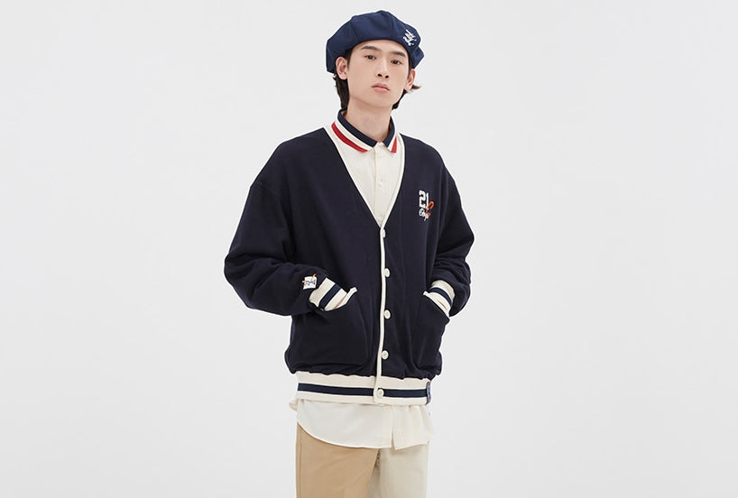 ロマンティッククラウン(ROMANTIC CROWN)  CLASSIC LOGO COTTON CARDIGAN_NAVY