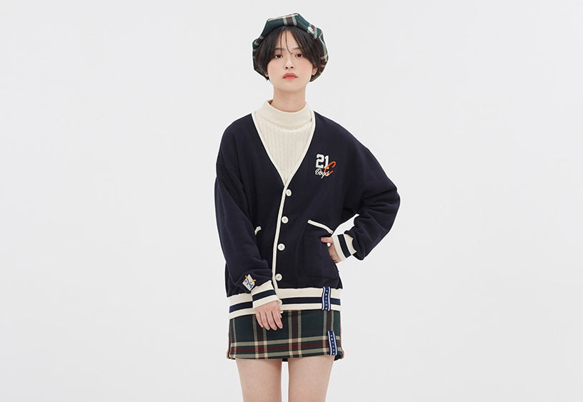 ロマンティッククラウン(ROMANTIC CROWN)  CLASSIC LOGO COTTON CARDIGAN_NAVY