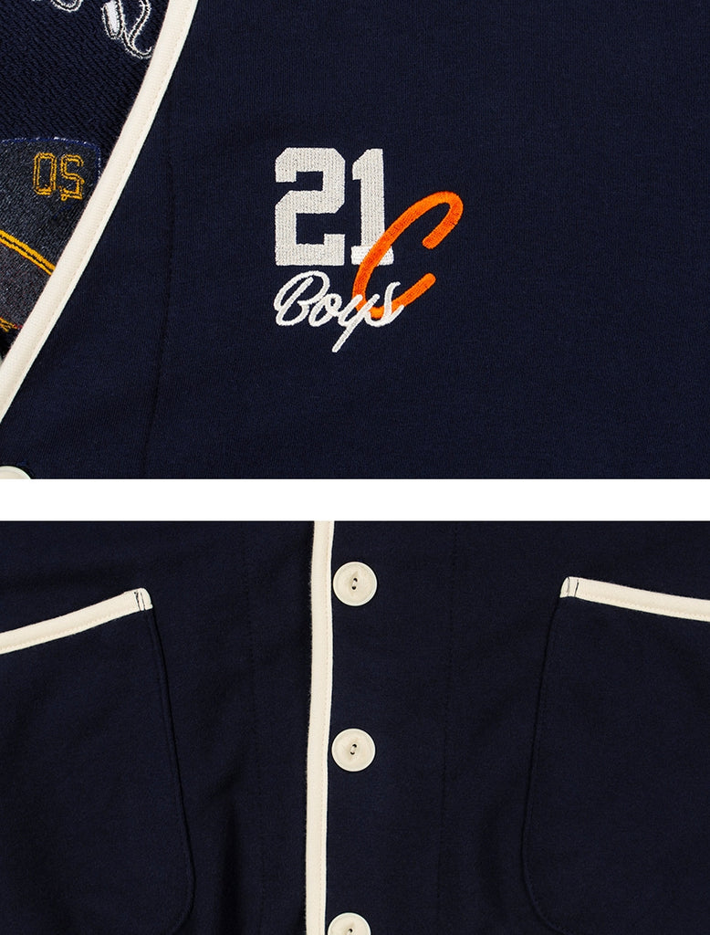 ロマンティッククラウン(ROMANTIC CROWN)  CLASSIC LOGO COTTON CARDIGAN_NAVY