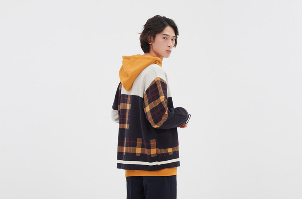 ロマンティッククラウン(ROMANTIC CROWN)SQUARE CHECK KNIT CARDIGAN_NAVY