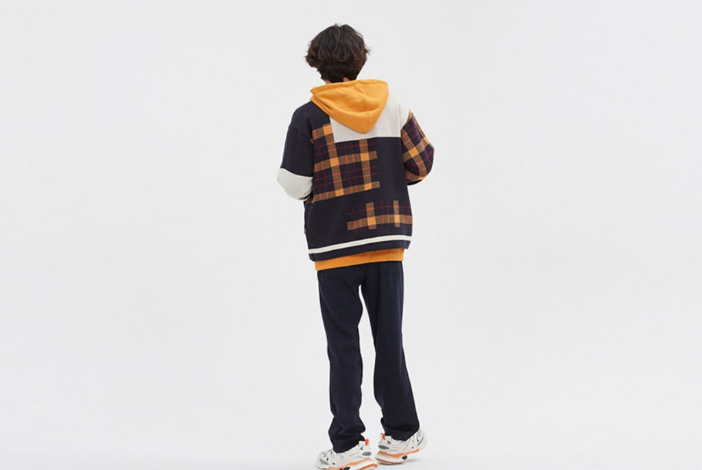 ロマンティッククラウン(ROMANTIC CROWN)SQUARE CHECK KNIT CARDIGAN_NAVY