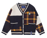 ロマンティッククラウン(ROMANTIC CROWN)SQUARE CHECK KNIT CARDIGAN_NAVY