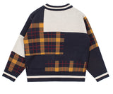ロマンティッククラウン(ROMANTIC CROWN)SQUARE CHECK KNIT CARDIGAN_NAVY