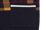 ロマンティッククラウン(ROMANTIC CROWN)SQUARE CHECK KNIT CARDIGAN_NAVY