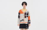 ロマンティッククラウン(ROMANTIC CROWN)SQUARE CHECK KNIT CARDIGAN_ORANGE