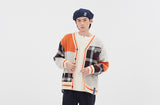 ロマンティッククラウン(ROMANTIC CROWN)SQUARE CHECK KNIT CARDIGAN_ORANGE