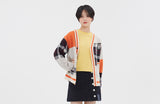 ロマンティッククラウン(ROMANTIC CROWN)SQUARE CHECK KNIT CARDIGAN_ORANGE
