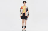 ロマンティッククラウン(ROMANTIC CROWN)SQUARE CHECK KNIT CARDIGAN_ORANGE