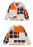 ロマンティッククラウン(ROMANTIC CROWN)SQUARE CHECK KNIT CARDIGAN_ORANGE