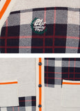 ロマンティッククラウン(ROMANTIC CROWN)SQUARE CHECK KNIT CARDIGAN_ORANGE