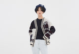ロマンティッククラウン(ROMANTIC CROWN)SQUARE CHECK KNIT CARDIGAN_OATMEAL