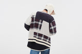 ロマンティッククラウン(ROMANTIC CROWN)SQUARE CHECK KNIT CARDIGAN_OATMEAL