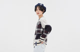 ロマンティッククラウン(ROMANTIC CROWN)SQUARE CHECK KNIT CARDIGAN_OATMEAL