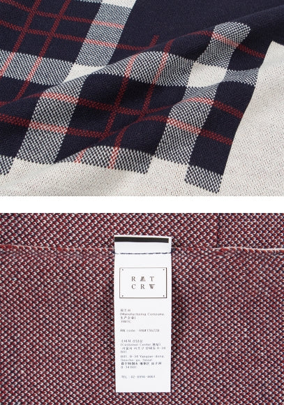 ロマンティッククラウン(ROMANTIC CROWN)SQUARE CHECK KNIT CARDIGAN_OATMEAL