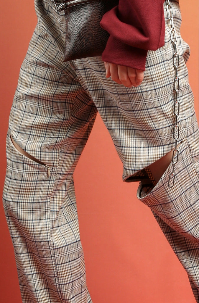イーエスシースタジオ(ESC STUDIO) Zipper slacks (check)
