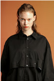 イーエスシースタジオ(ESC STUDIO) Snap crop shirt (black)