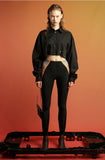 イーエスシースタジオ(ESC STUDIO) Snap crop shirt (black)