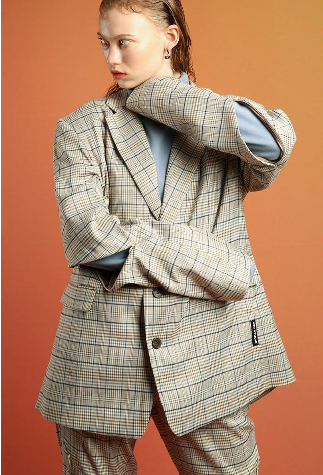 イーエスシースタジオ(ESC STUDIO) Zipper blazer (check)