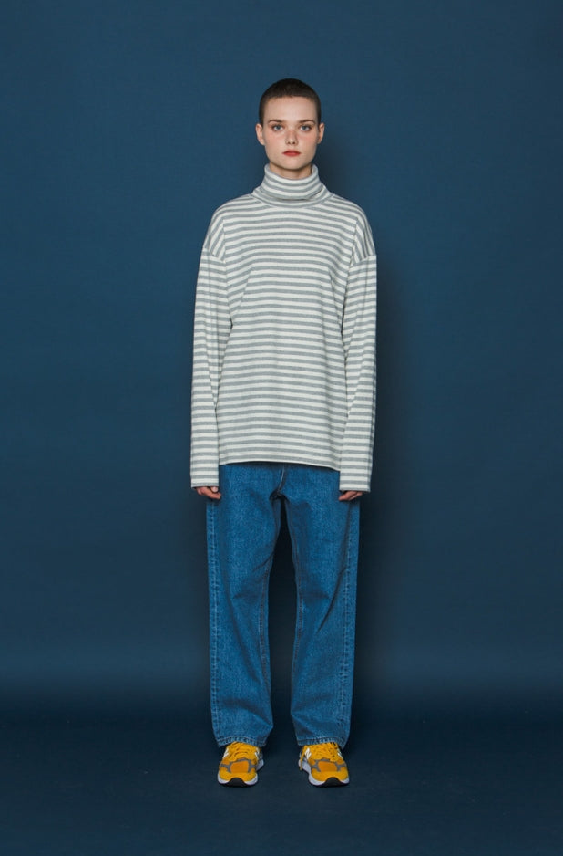 スローアシッド(SLOW ACID)  Stripe Turtleneck Long-T (GREY)