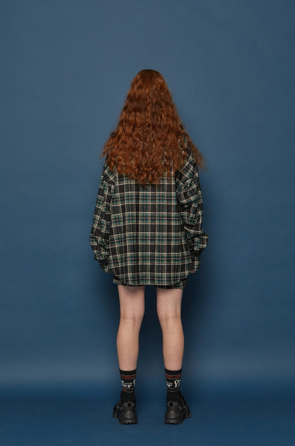 スローアシッド(SLOW ACID) Pocket Lettering Check Shirt (BLACK)